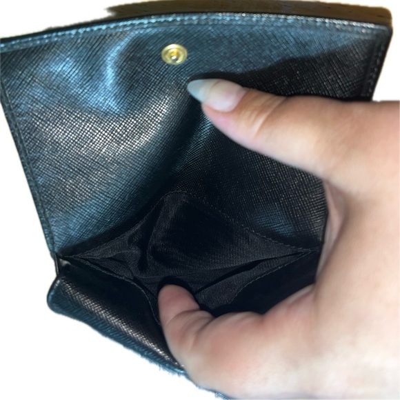 PRADA Saffiano Triangle Hardware Flap Women's Compact Wallet Nero Black - Picture 10 of 14